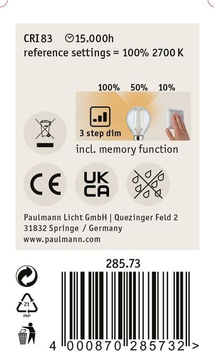 Productafbeelding Paulmann Drop (E14, 2.50 W, 250 lm, 1 x, F)