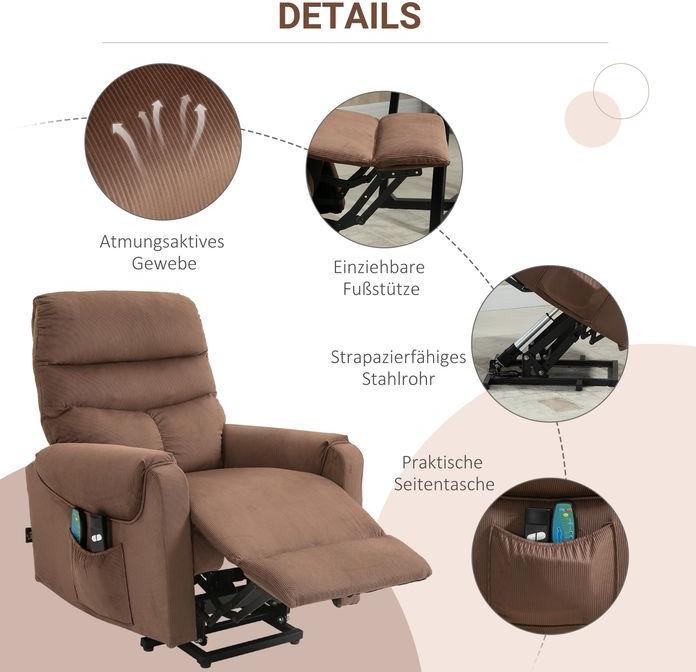 Immagine prodotto Swisshandel24 Poltrona reclinabile, funzione massaggio elettrico, telecomando, riscaldamento, funzione