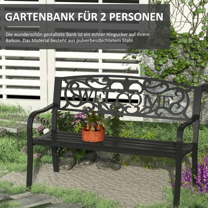 Actual product image Outsunny Gartenbank Eisen, pulverbeschichtet Schwarz