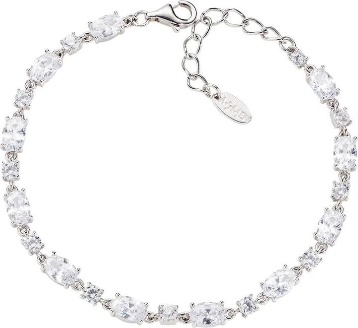 Amen Oval Cut Tennis Armband (19 cm, Silber 925)
