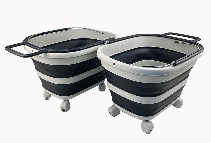 Actual product image Sammart Wäschekorb klappbar mit Griff und Rädern (2 Stück) (17 l)