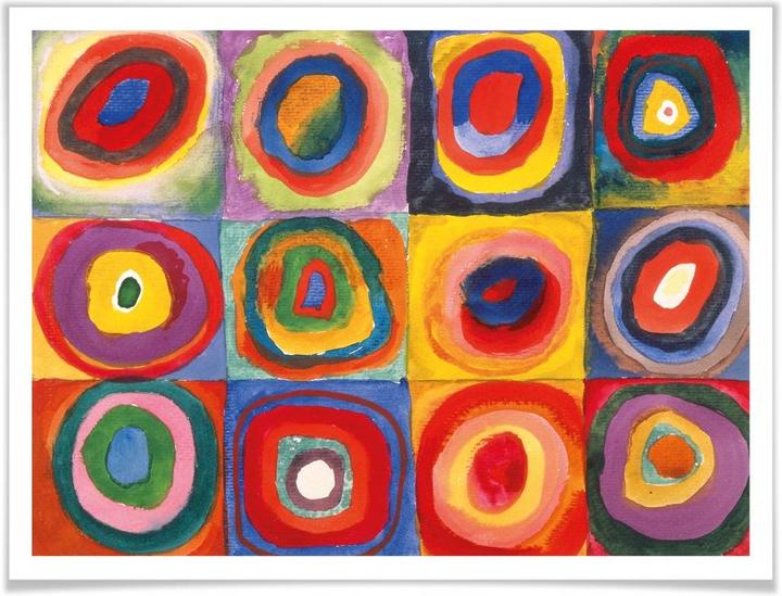 Produktbild Trenddeko Kandinsky - Farbstudie: Quadrate und konzenzentrische Ringe (50 x 40 cm)