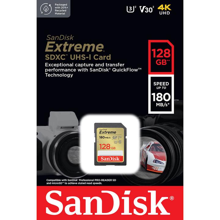 Actual product image SanDisk Extreme (128 GB, SDXC, U3, UHS-I)