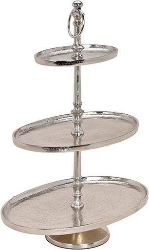 Produktbild G. Wurm Etagere mit 3 Ebenen Oval aus Metall Silber (H) 50cm 19x13cm/29x20cm/36x23cm