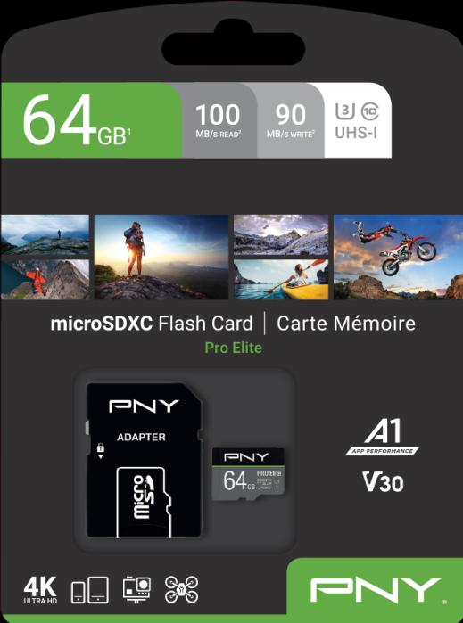 Actual product image PNY Pro Elite (64 GB, microSDXC, U3, UHS-I)