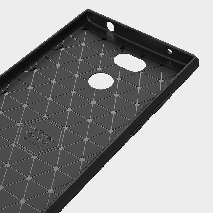 Produktbild König Design Hülle Handy Schutz für Sony Xperia L2 Case Cover Bumper Carbon Optik Etuis Grau (Sony Xperia L2)