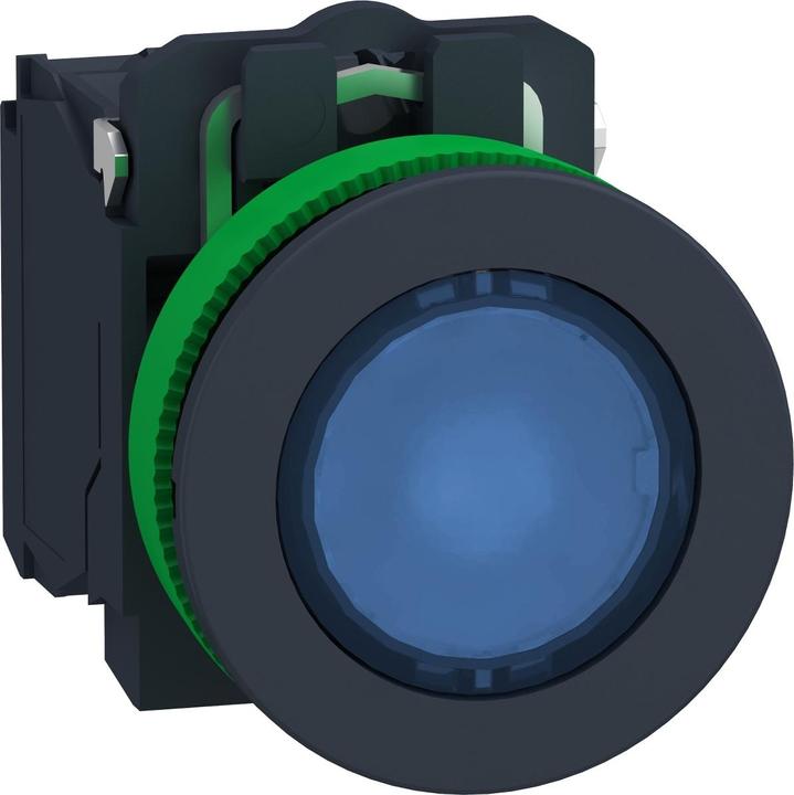 Produktbild APC Electric Leuchtdrucktaster, flach, komplett, ø30mm, IP69K, LED, Blau, 1 Öffner + 1 Schlies