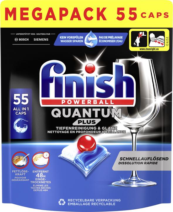 Finish Quantum Plus pastilles pour lave-vaisselle (Tabs, 55 x)