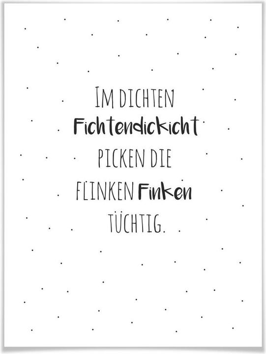Produktbild Trenddeko Zungenbrecher - Im dichten Fichtendickicht (40 x 50 cm)