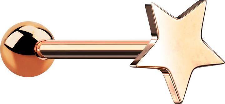 Star Piercing Micro Barbell rosegold mit Kugel und Stern (ohne Messing, Chirurgenstahl 316L)