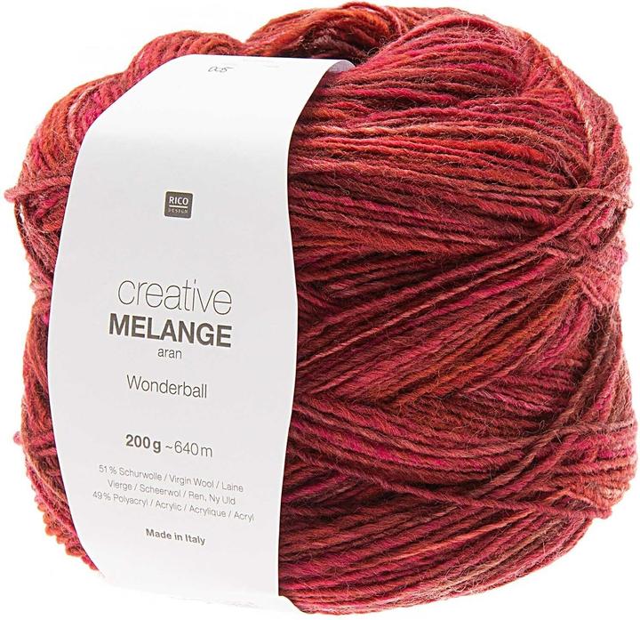 Actual product image Rico Design Wool Melange 200 g, cherry red (640 m)