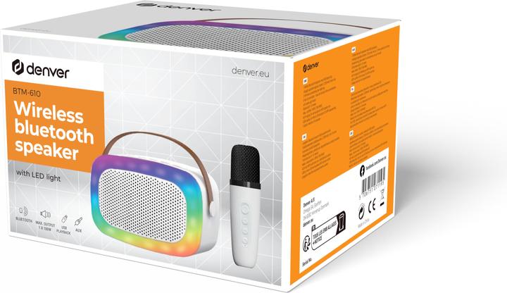 Actual product image Denver BTM-610 BT Loudspeaker w. LED+Micro (3 h, Battery operated)