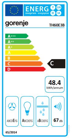 Energie-Label Gorenje TH60E3B (Flachschirmhaube)