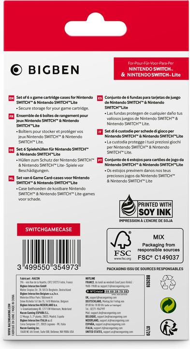 Valori nutrizionali e ingredienti Bigben Game Case Set 6-pack (Switch)