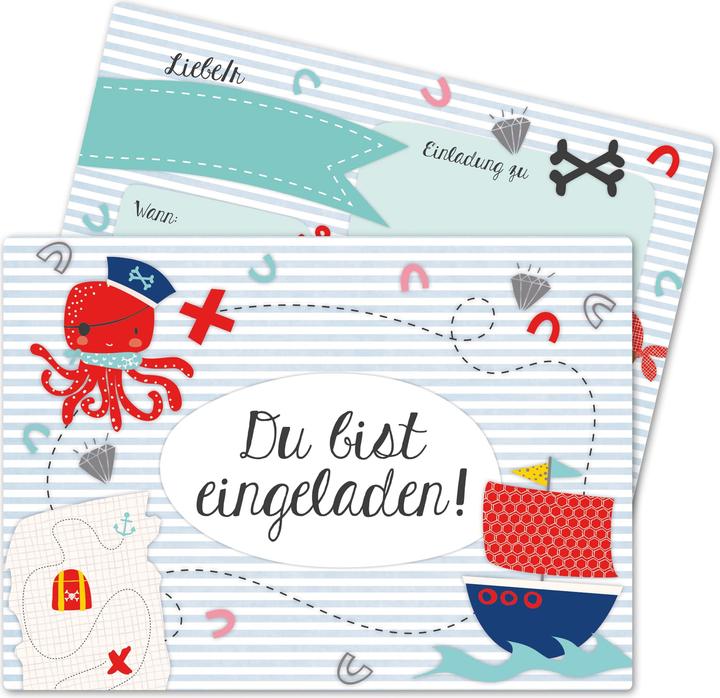 Immagine prodotto Papierdrachen 12 Biglietti d'invito di compleanno - Pirata (12 pz.)
