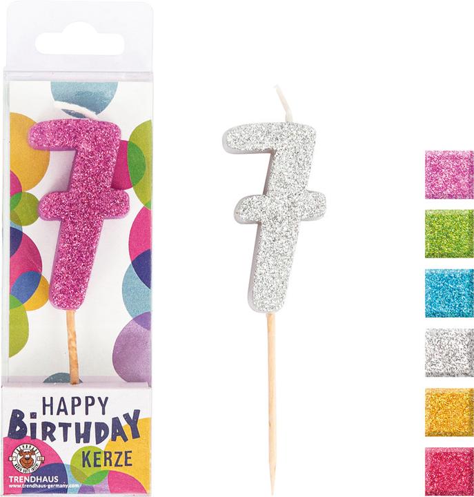 Produktbild Trendhaus Zahlenkerzen Birthday Fun Glitter Mini (7 x)