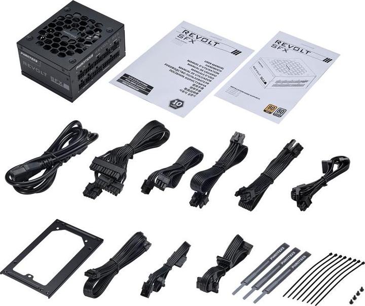 Actual product image Phanteks Revolt SFX 80 PLUS Platinum power supply, modular, ATX 3.0 - 850 Watt (850 W)