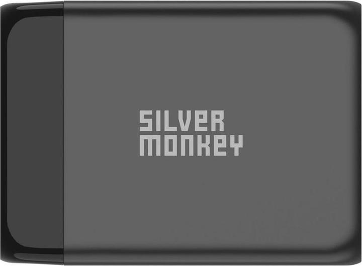 Actual product image Silver Monkey SMA155 200W GaN charger 3xUSB-C PD USB-A QC 3.0 with detachable power cable - black (200 W)