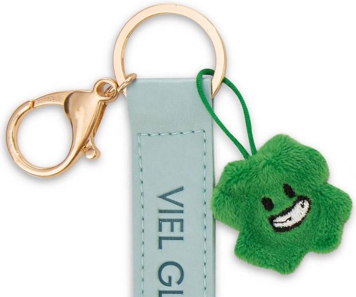 Produktbild Magni NICI Schlüsselanhänger Viel Glück! Kunstlederband mit Kleeblatt türkis 10cm