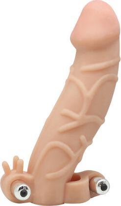 Charmly Cyberskin Extension Sleeve Dual Powerful Vibrators Meat
