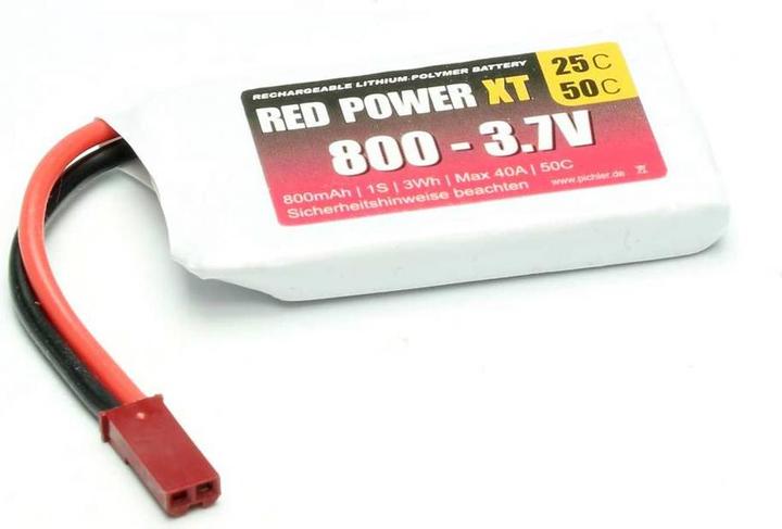 Immagine prodotto Red Power Modello di batteria (LiPo) 3,7 V 800 mAh 25 C Custodia morbida JST, BEC (3.70 V, 800 mAh)