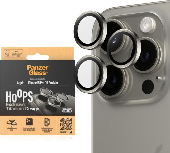 Actual product image PanzerGlass Hoops Camera Lens Protector (1 Piece, Apple iPhone 15 Pro, Apple iPhone 15 Pro Max)