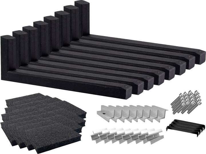 Wattstone Toit plat pour 6 modules photovoltaïques (Est-Ouest) Socle en béton à 15° Tapis de protection noir