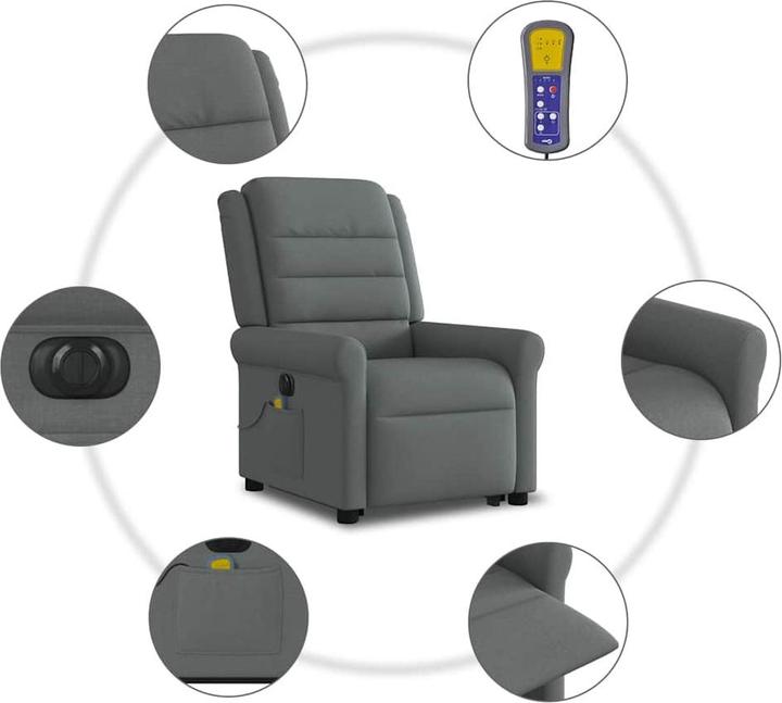 Produktbild VidaXL Elektrischer Massagesessel mit Aufstehhilfe Dunkelgrau Stoff