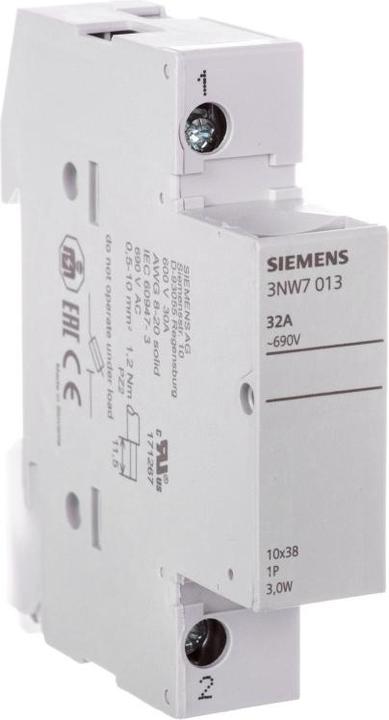 Produktbild Siemens Sicherungssockel für zylindrische Sicherungen Grösse 10X38MM 32A, 1polig (Zylindersicherung, 32 A)