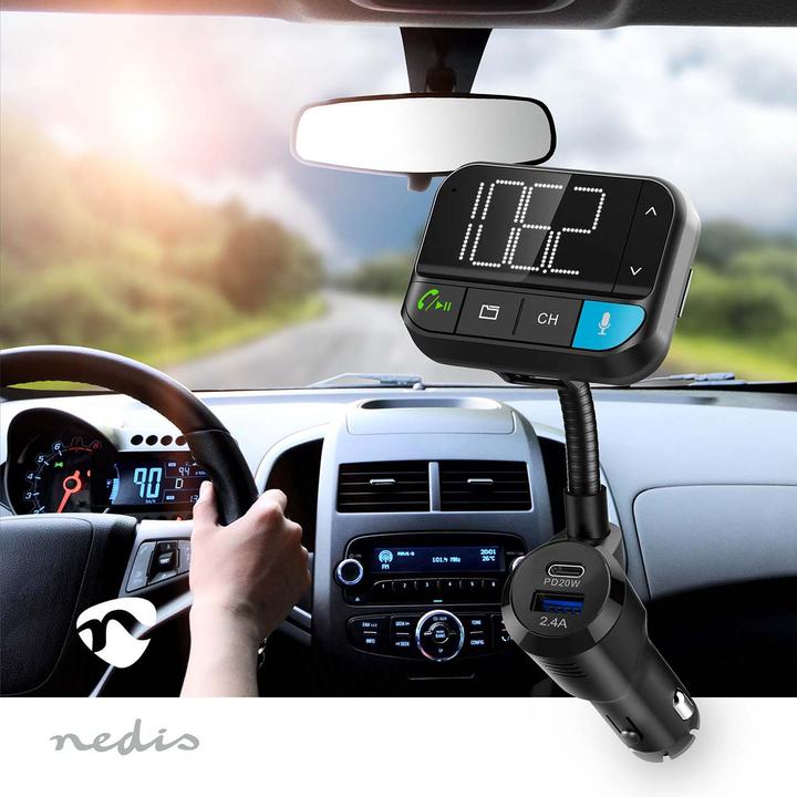 Produktbild Nedis Kfz Audio FM Transmitter | Schwanenhals | freisprechend | 2 " | Scharz-weiss Monitor | Bluetoot