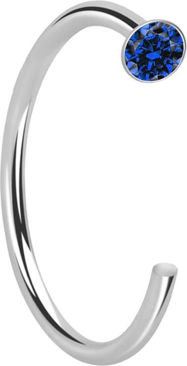 Star Piercing Nasenring offen silber Kristall dunkelblau (925 Sterlingsilber, ohne Messing)