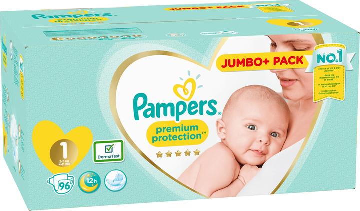 Image du produit Pampers Protection premium (Taille 1, Pack semi-mensuel, 96 pièce(s))