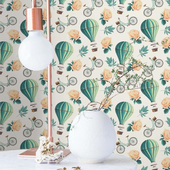 Image du produit Trenddeko Ballon à air chaud vintage - turquoise (1008 x 48 cm)