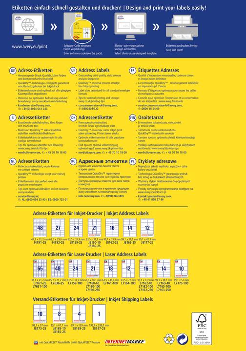 Image du produit Avery Étiquettes d'adresse