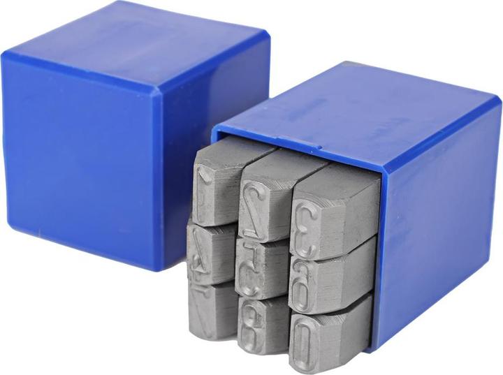 Actual product image Dönges Hand punch set sharpened, 9 pieces, numbers 0-9, character height 6 mm