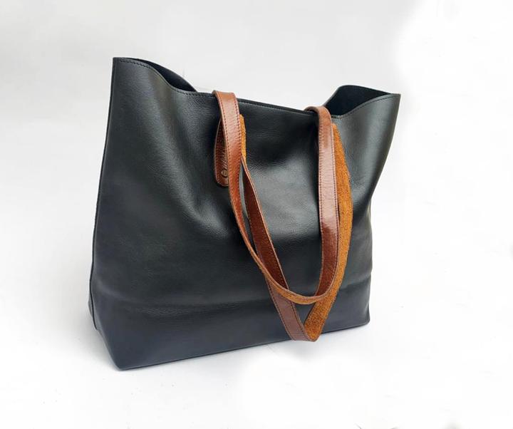 Image du produit Only-Bags.Store Sac en cuir noir, sac à main, grand sac à bandoulière de travail, sac à main, sacoche pour