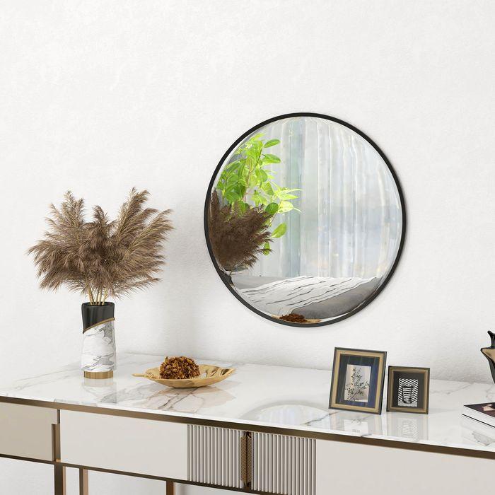 Actual product image Swisshandel24 Wall mirror, 60x60cm aluminium frame, round black (60 x 60 cm)