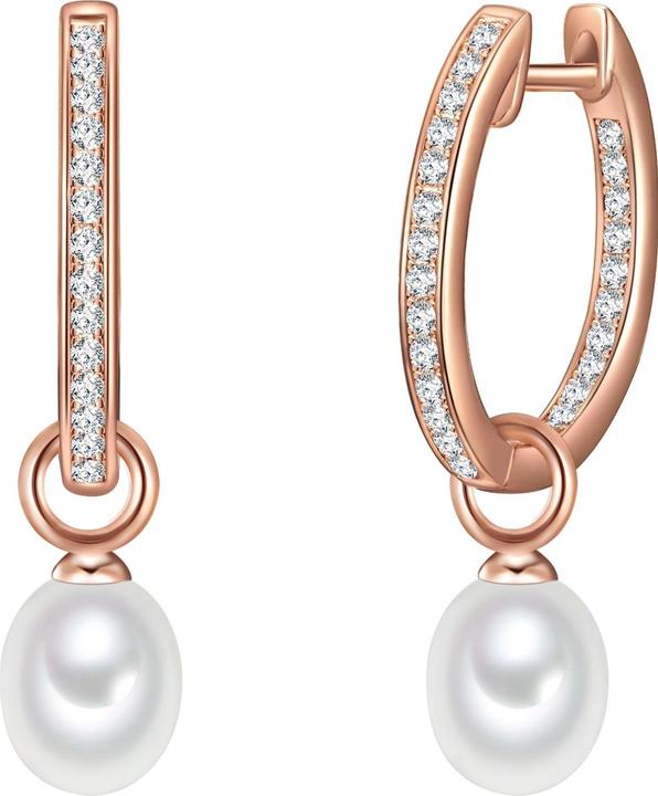 Valero Pearls Damen Sterling Silber Zirkonia Süsswasser-Zuchtperle roségold - 11902 (925er Silber, Perle)