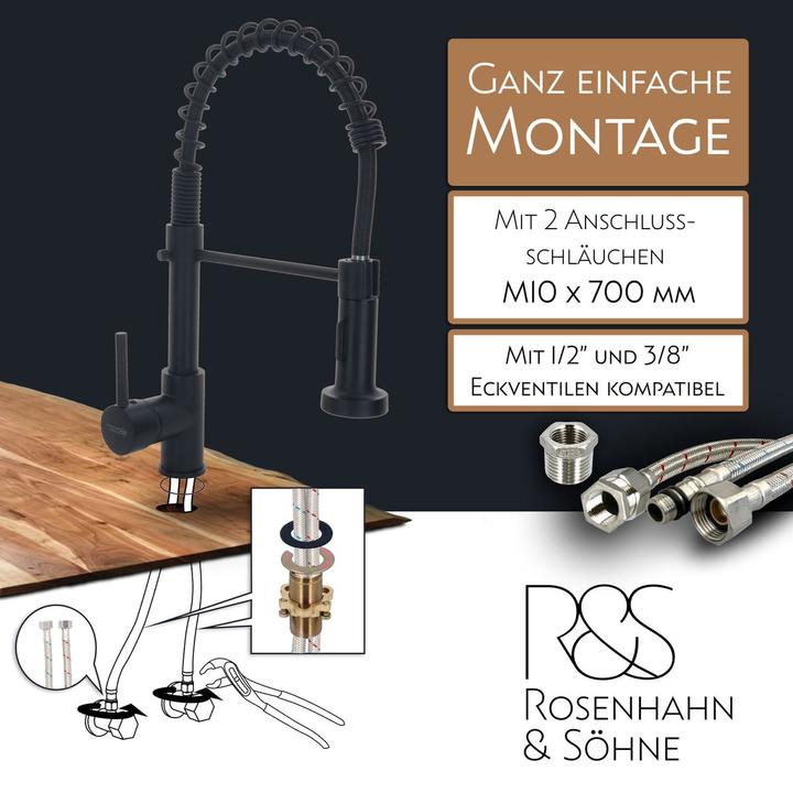 Productafbeelding Rosenhahn & Söhne Rosenhahn & SÃ¶hne Keukenkraan met Douche Batterijkraan in Zwart