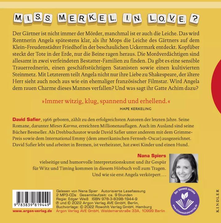 Image du produit Miss Merkel : meurtre dans un cimetière (David Safier, Nana Spier, Allemand)