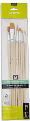 Actual product image Pebeo 8 flat ML brush + round poly-do