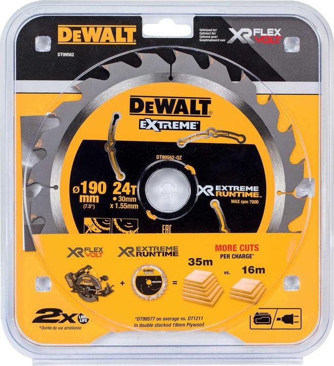 Actual product image DeWalt Xtreme Runtime 190mm x 30mm 24T CSB
