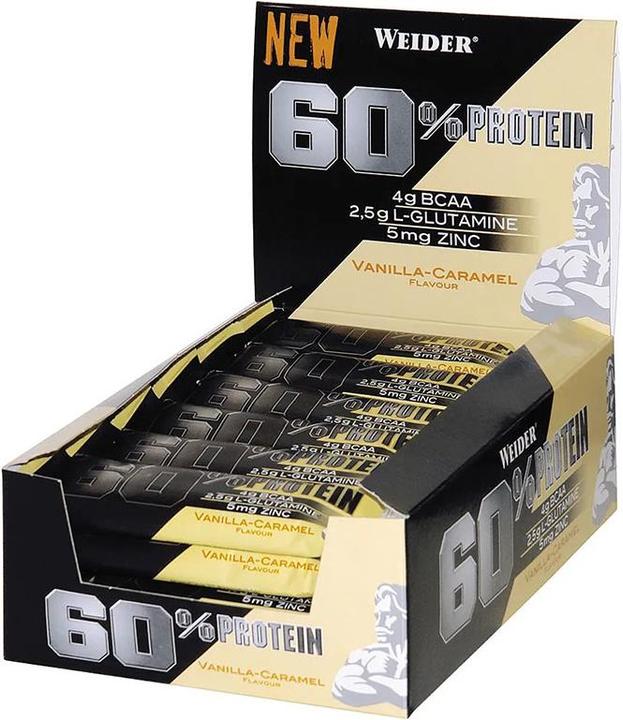 Image du produit Weider Barre protéinée 60% (24 x 45g) (Vanille, Caramel, 24 pcs, 1000 g)