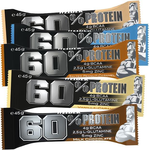 Image du produit Weider Barre protéinée 60% (24 x 45g) (Vanille, Caramel, 24 pcs, 1000 g)
