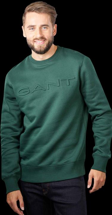 GANT Embossed Sweater Crew Neck Tartan Green