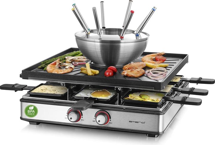 Immagine prodotto Emerio Griglia per raclette, 8 teglie, piastra, fonduta