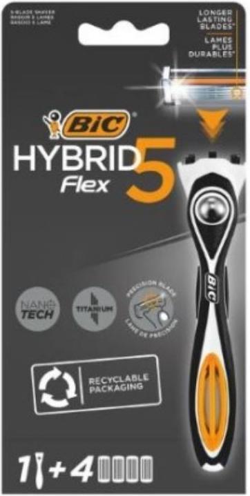 Bic Flex 5 Hybrid Rasoir 5 lames 1 Gri+4 remplacement