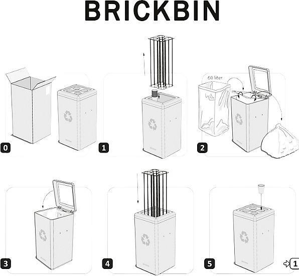 Produktbild ReinigungsBerater Mülltrennsystem BrickBin Bechersammler schwarz gelb 65 L mit 5 Löchern (Öffnungen Ø 8 cm), robust (65 l)