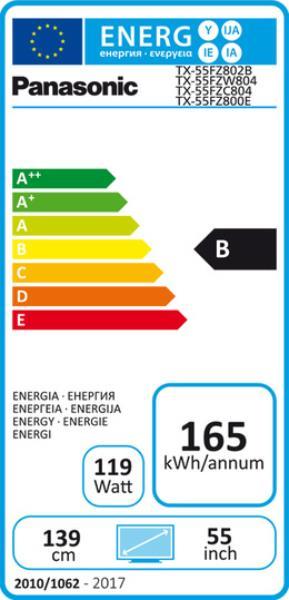Energie-Label Panasonic Tx-55fzc804 (55", OLED, 4K, 2018)