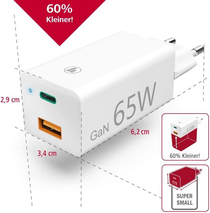 Produktbild Hama GaN Charger + USB Kabel (65 W)